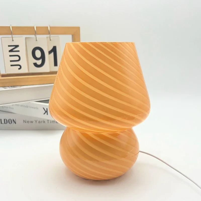 Glass Table Lamp Mushroom Desk Lamps Bedroom Bedside Desktop Decorative Room Night Light Modern Minimalist Atmosphere Led Lights